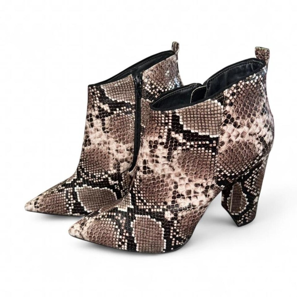 WILD & EXOTIC FAUX SNAKESKIN ANKLE BOOTS HIGH HEELED LADIES 10 - Picture 4 of 7